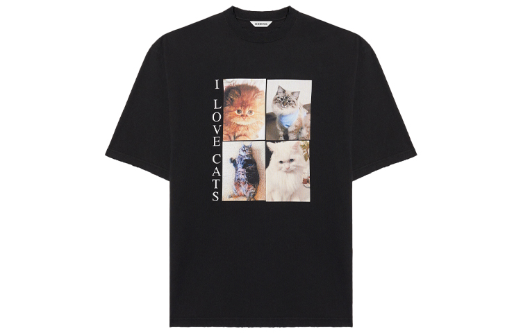 (Women) Balenciaga Black Loose Fit Printed Crew Neck T-Shirt 641532TJVG81000 圖 2