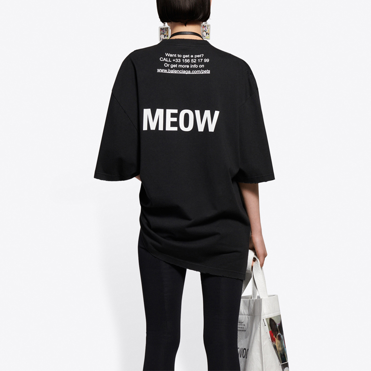 (Women) Balenciaga Black Loose Fit Printed Crew Neck T-Shirt 641532TJVG81000 圖 5