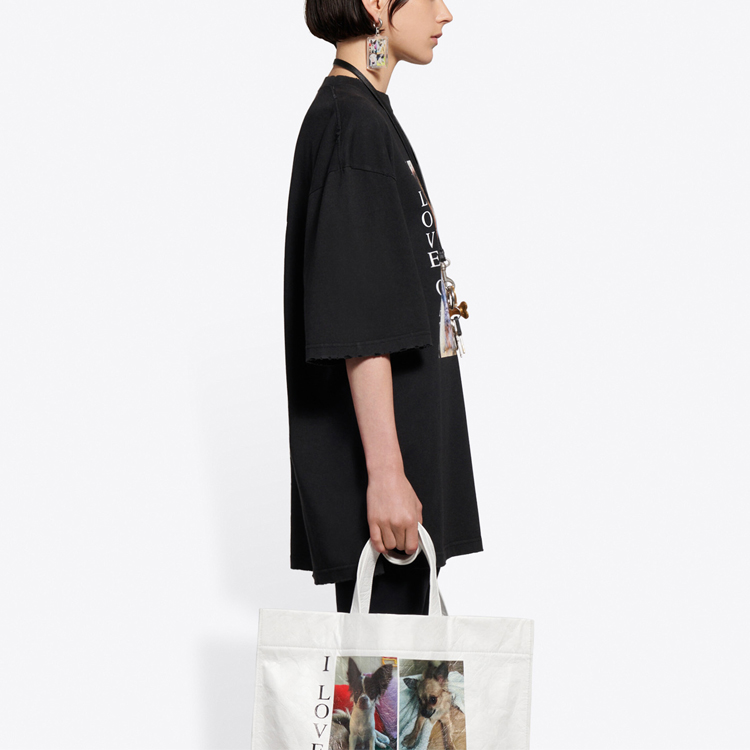 (Women) Balenciaga Black Loose Fit Printed Crew Neck T-Shirt 641532TJVG81000 圖 6