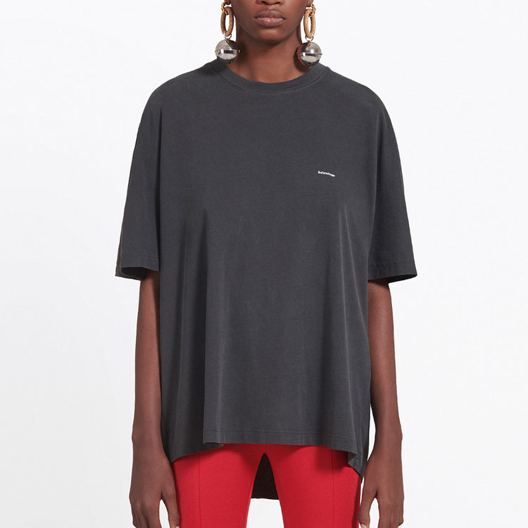 (Women) Balenciaga Black Mini Logo Loose Fit T-Shirt 482204TYK281055 圖 6