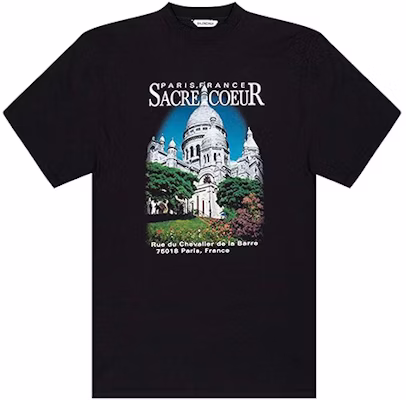 (W) 巴黎世家 黑色寬鬆版圖案Logo短袖T恤 641532TJVH61000 Buy (W) 巴黎世家 黑色寬鬆版圖案Logo短袖T恤 641532TJVH61000