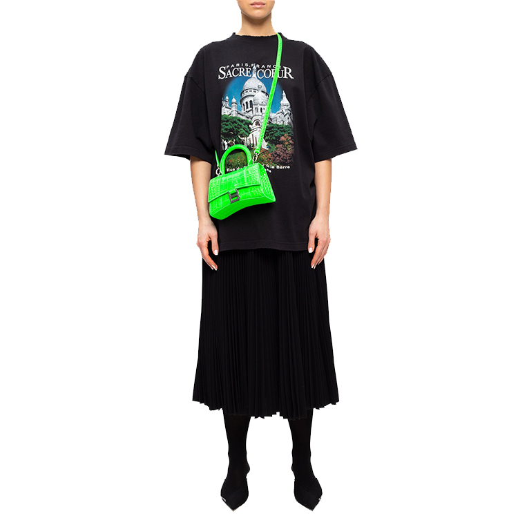 Lookbook (W) 巴黎世家 黑色寬鬆版圖案Logo短袖T恤 641532TJVH61000