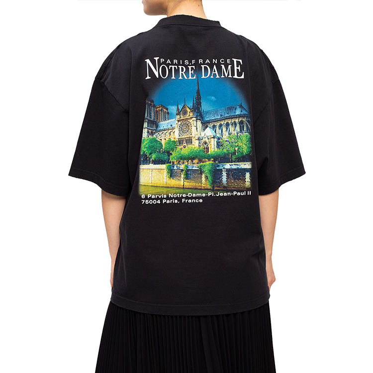 Shop (W) 巴黎世家 黑色寬鬆版圖案Logo短袖T恤 641532TJVH61000