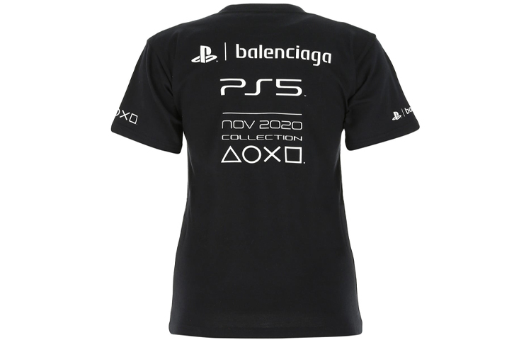 Lookbook (W) 巴黎世家 黑色寬鬆款Logo印花圓領T恤 661705TKVF31070