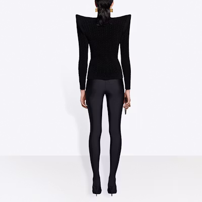 (W) Balenciaga Sweater Hitam Pagoda Velvet Rajut Kabel 641505T51521000 Shop (W) Balenciaga Sweater Hitam Pagoda Velvet Rajut Kabel 641505T51521000