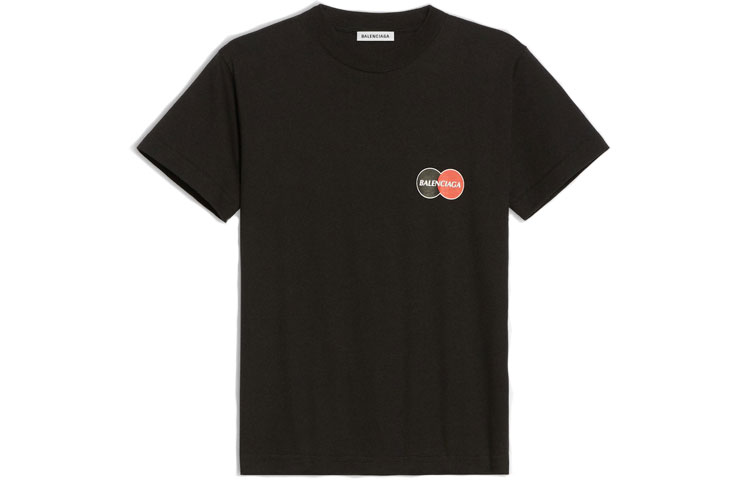 (Women) Balenciaga Black Slim Fit Logo Print Crew Neck T-Shirt 612964TIV791000