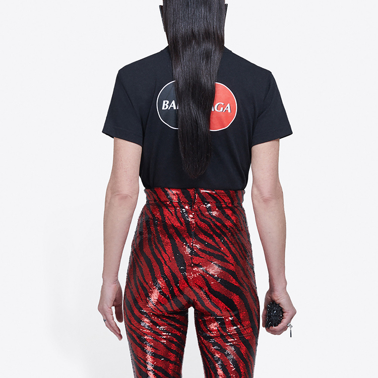 (Women) Balenciaga Black Slim Fit Logo Print Crew Neck T-Shirt 612964TIV791000 圖 5