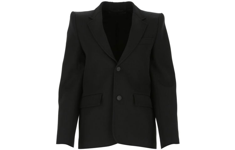 (Women) Balenciaga Black Wool Blazer - Solid Color Casual Comfort Outerwear 623044TIT171000
