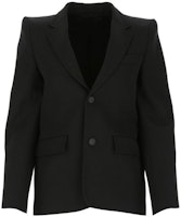 (Women) Balenciaga Black Wool Blazer - Solid Color Casual Comfort Outerwear 623044TIT171000 (Women) Balenciaga Black Wool Blazer - Solid Color Casual Comfort Outerwear 623044TIT171000