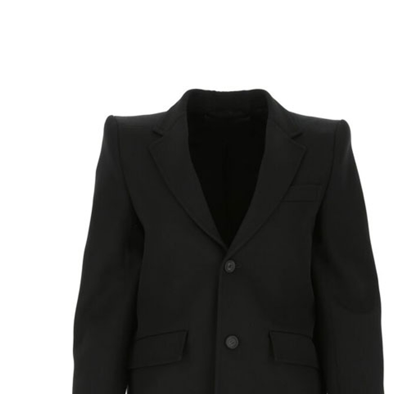 Sizing (W) Balenciaga Blazer Hitam Wool - Pakaian Luar Kasual & Selesa 623044TIT171000