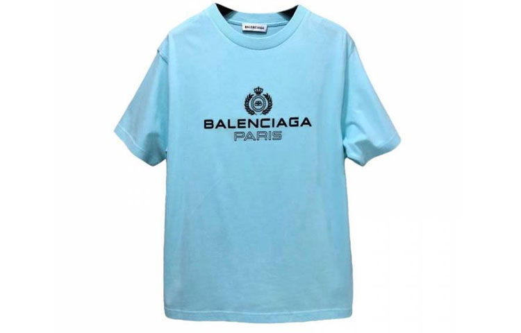 (Women) Balenciaga Blue Crown Wheat Short Sleeve Tee SS21 594599TGV601468