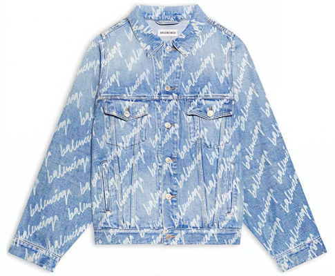 (W) 발렌시아가 블루 데님 재킷 올오버 로고 프린트와 칼라. 662853TJW904200 Order (W) 발렌시아가 블루 데님 재킷 올오버 로고 프린트와 칼라. 662853TJW904200