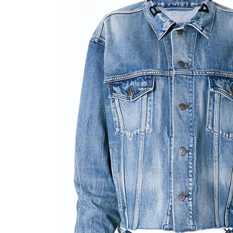 Purchase (W) Balenciaga Jaket Denim Biru dengan Kolar Turn-Down dan Butang Tunggal. 556728TDW144065