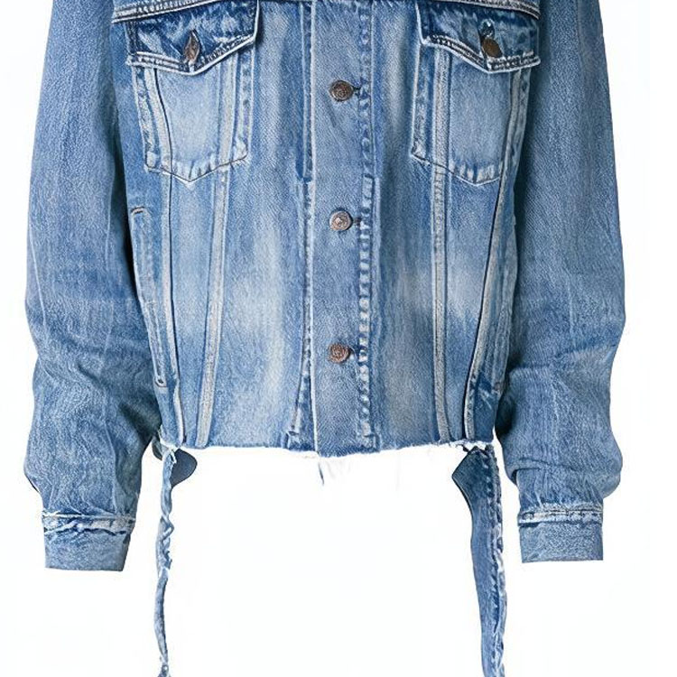 Sizing (W) Balenciaga Jaket Denim Biru dengan Kolar Turn-Down dan Butang Tunggal. 556728TDW144065