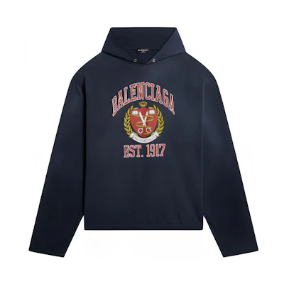 (Women) Balenciaga Blue Hoodie with Logo Letter Print Design. 674679TLV898067