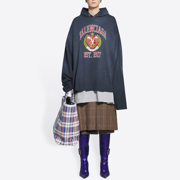 Shop (W) 발렌시아가 블루 로고 레터 프린트 후디. 674679TLV898067