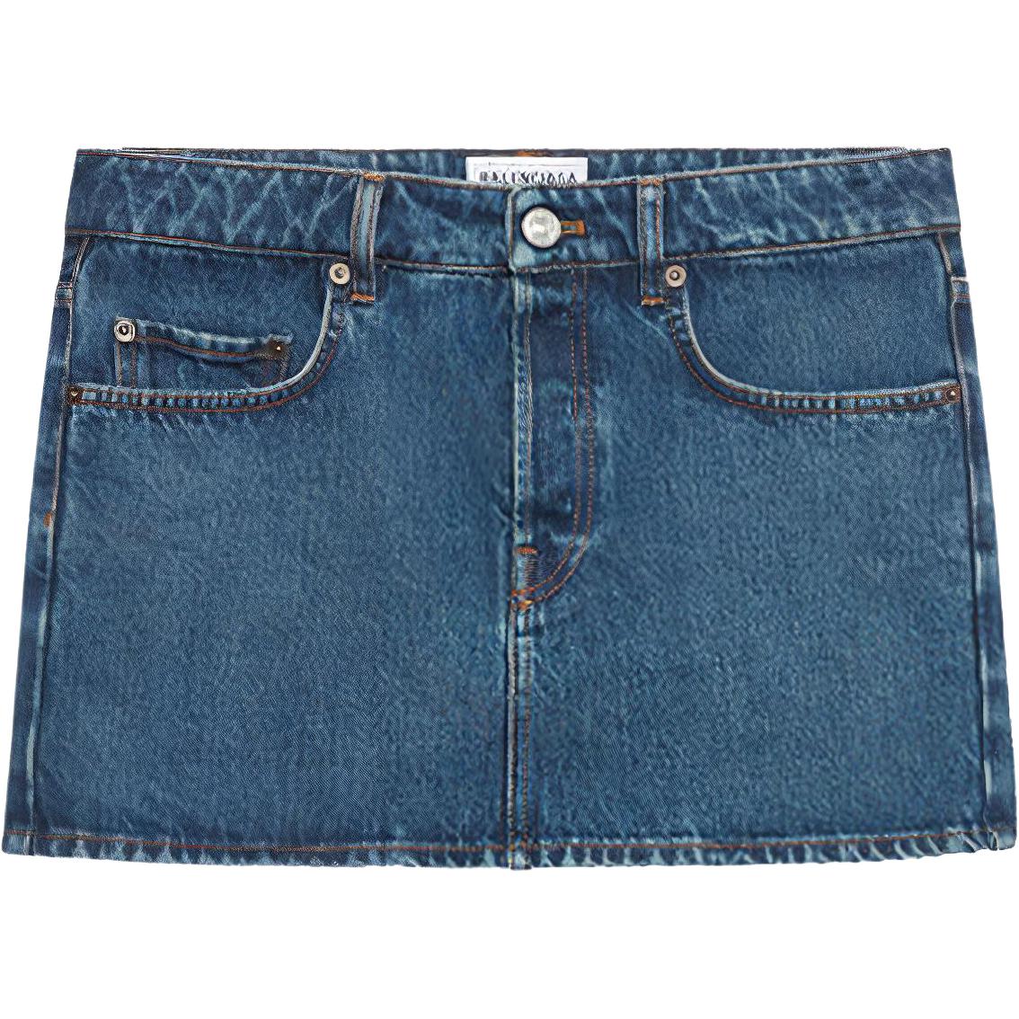 (Women) Balenciaga Blue Low Waist Denim Mini Skirt Regular Fit 626000TDW146020