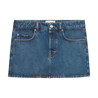 (Women) Balenciaga Blue Low Waist Denim Mini Skirt Regular Fit 626000TDW146020