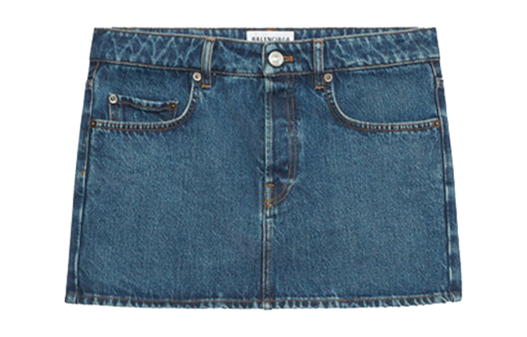 Lookbook (W) 발렌시아가 블루 로우웨이스트 데님 미니 스커트 레귤러 핏 626000TDW146020