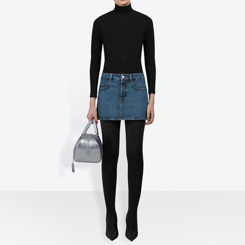 Shop (W) 발렌시아가 블루 로우웨이스트 데님 미니 스커트 레귤러 핏 626000TDW146020