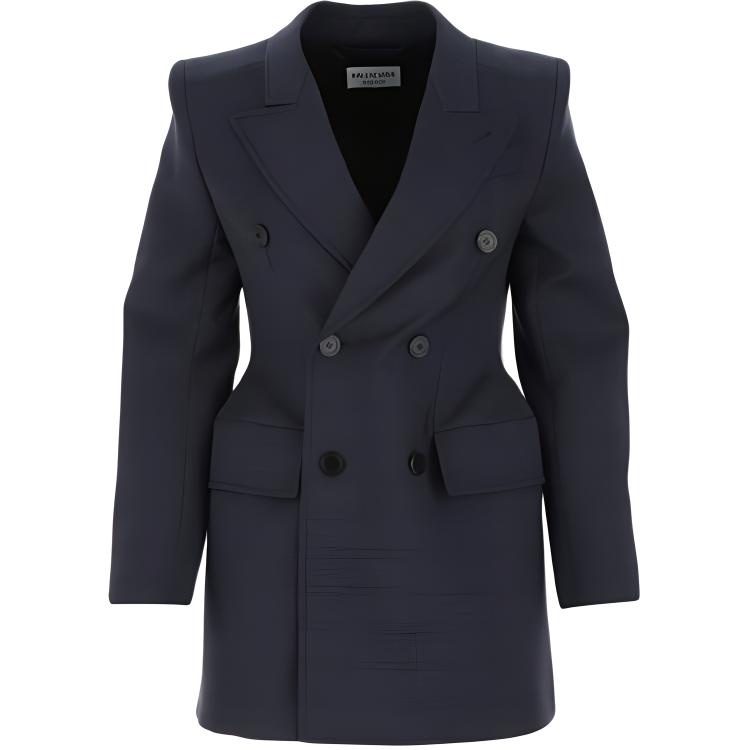 (Women) Balenciaga Blue Solid Color Wool Oversized Blazer Jacket. 571279TKT128065