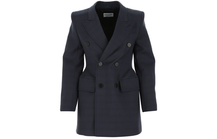 Order (W) 巴黎世家蓝色纯色羊毛宽松西装外套. 571279TKT128065