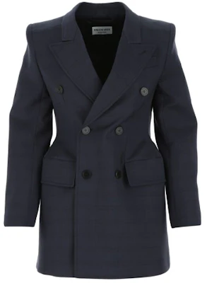 (W) 巴黎世家蓝色纯色羊毛宽松西装外套. 571279TKT128065 Order (W) 巴黎世家蓝色纯色羊毛宽松西装外套. 571279TKT128065