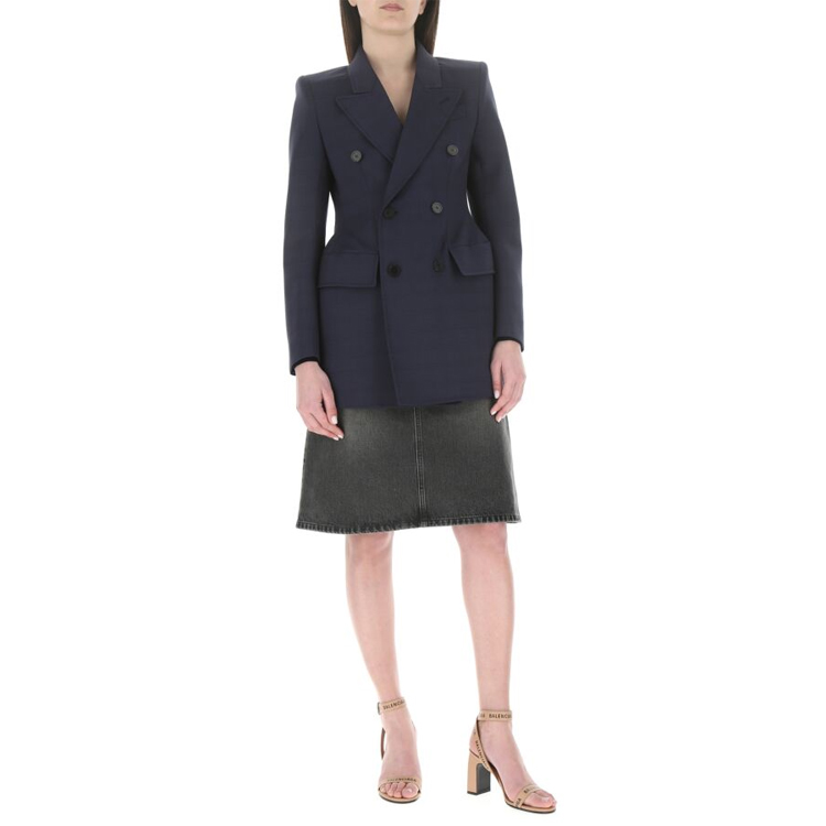 Shop (W) 巴黎世家蓝色纯色羊毛宽松西装外套. 571279TKT128065