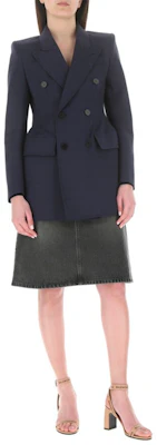 (W) 巴黎世家蓝色纯色羊毛宽松西装外套. 571279TKT128065 Shop (W) 巴黎世家蓝色纯色羊毛宽松西装外套. 571279TKT128065