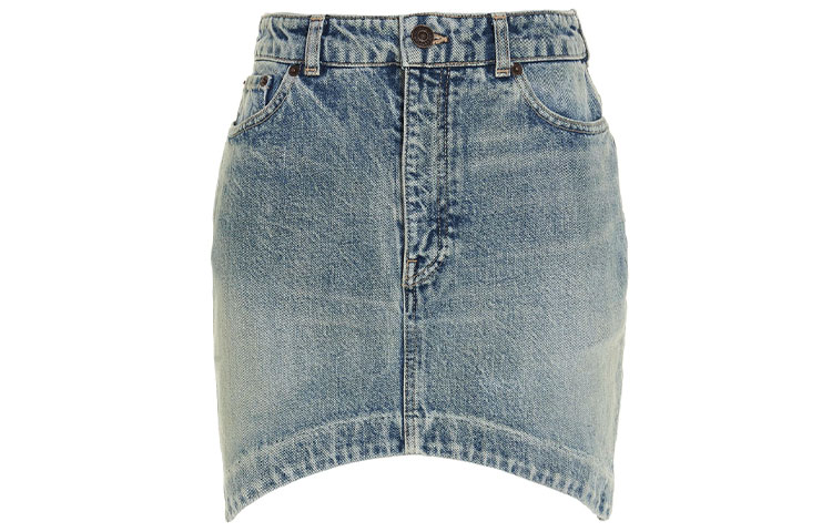Order (W) 발렌시아가 블루 워시드 데님 미니 스커트 캐주얼 스타일 675236TJW795620