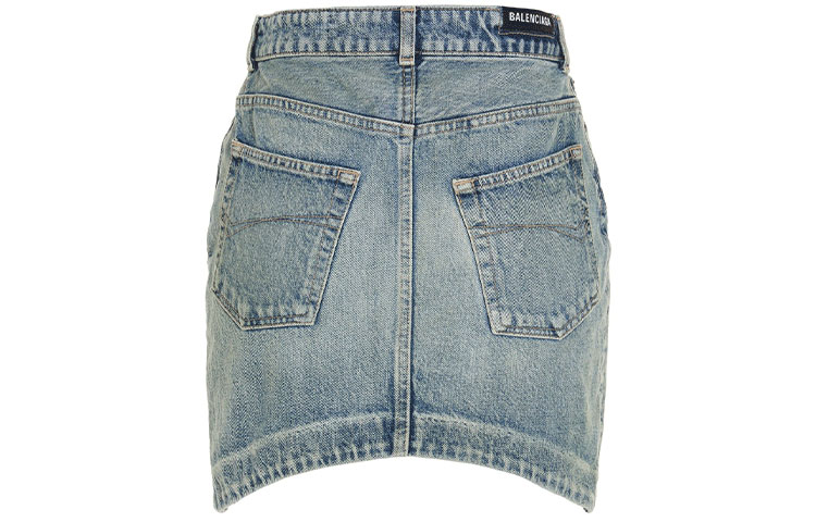 Lookbook (W) 발렌시아가 블루 워시드 데님 미니 스커트 캐주얼 스타일 675236TJW795620