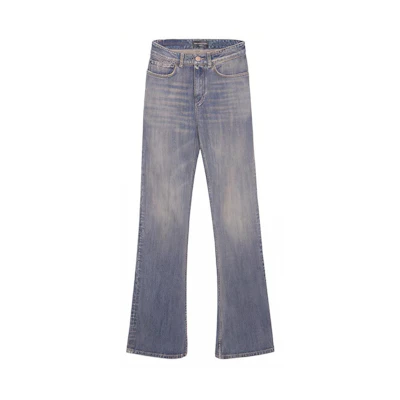 (Women) Balenciaga Bootcut FW23 Mid-Rise Flared Jeans Denim Blue Casual Fit. 751089TNW654036