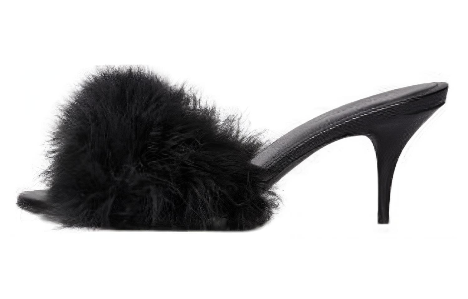 (Women) Balenciaga Boudoir 70mm Sandals 'Black Feathers' 787447W0WMQ1000