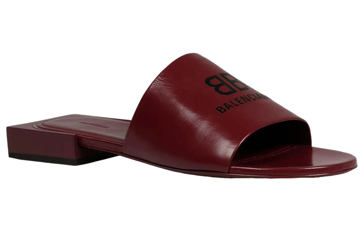 (W) Balenciaga Box Leather Flat Round Toe Slide 'Brown' 圖 2