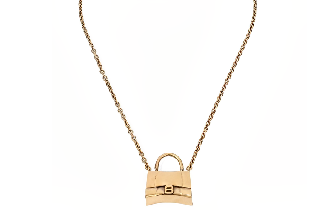 (Women) Balenciaga Brass Bag Pendant Necklace Gold  Accessories. 700363TZ14J0604