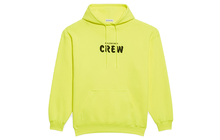(Women) Balenciaga Bright Yellow Logo Print Oversized Hoodie 578135TIV757072