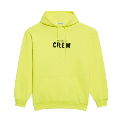 (Women) Balenciaga Bright Yellow Logo Print Oversized Hoodie 578135TIV757072