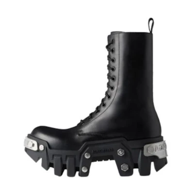 (W) Balenciaga Bulldozer Lace-Up Boot Black