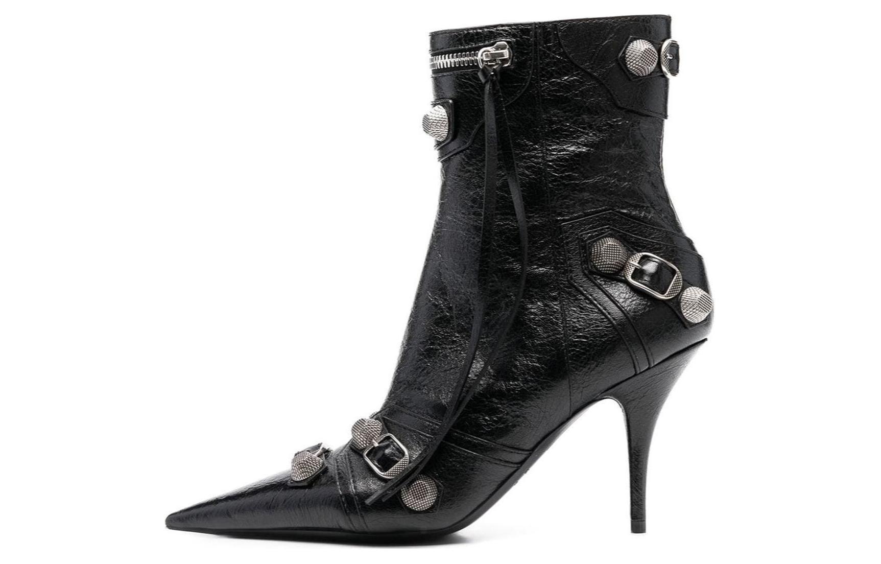 (Women) Balenciaga Cagole 90mm Booties 'Black Arena Lambskin' 694379WAD4E1081