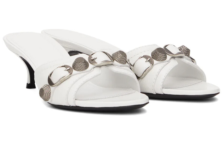 Lookbook (W) Balenciaga Cagole 'Sandal Tumit Tinggi Kulit Kambing Putih' 694350WAD4E9081