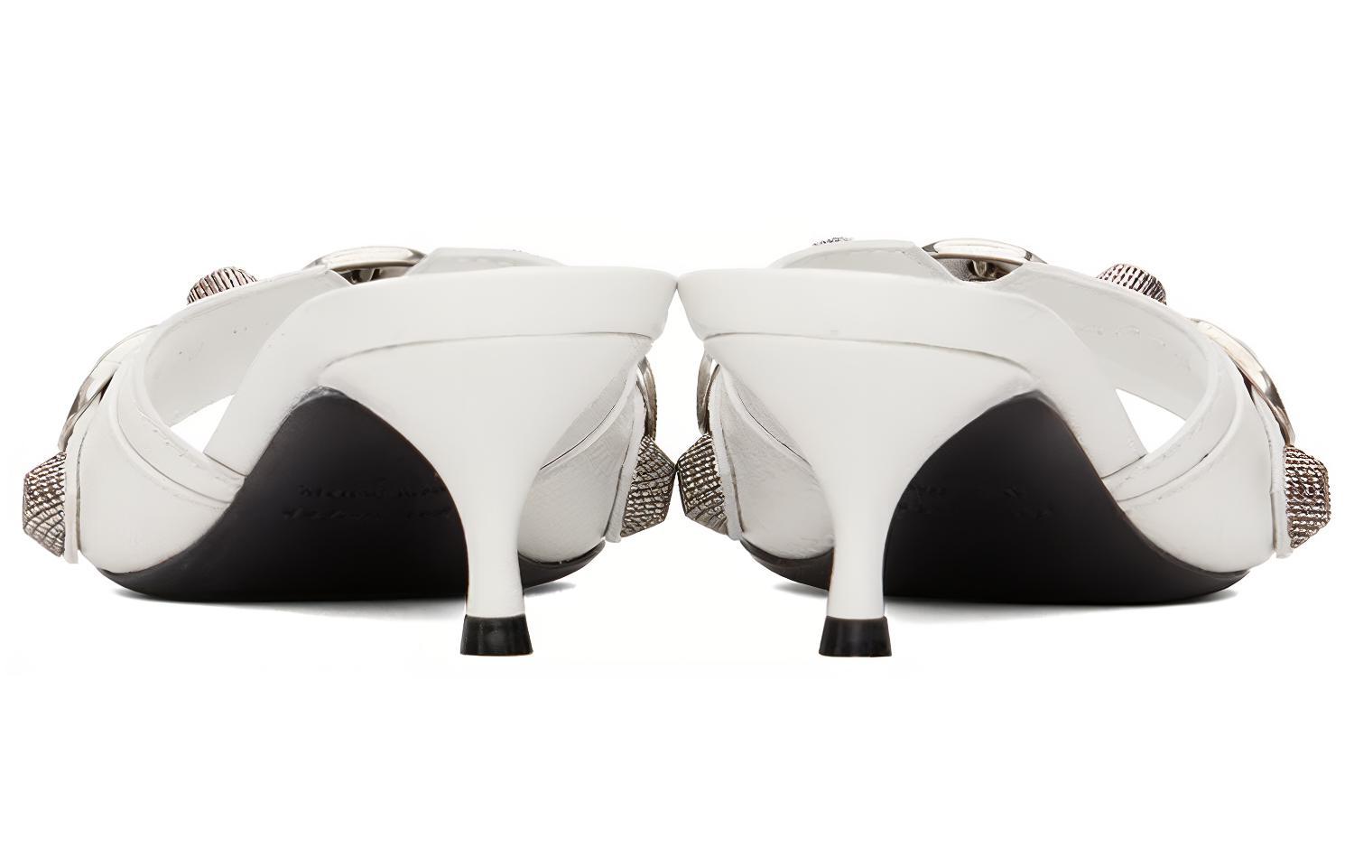 Shop (W) Balenciaga Cagole 'Sandal Tumit Tinggi Kulit Kambing Putih' 694350WAD4E9081