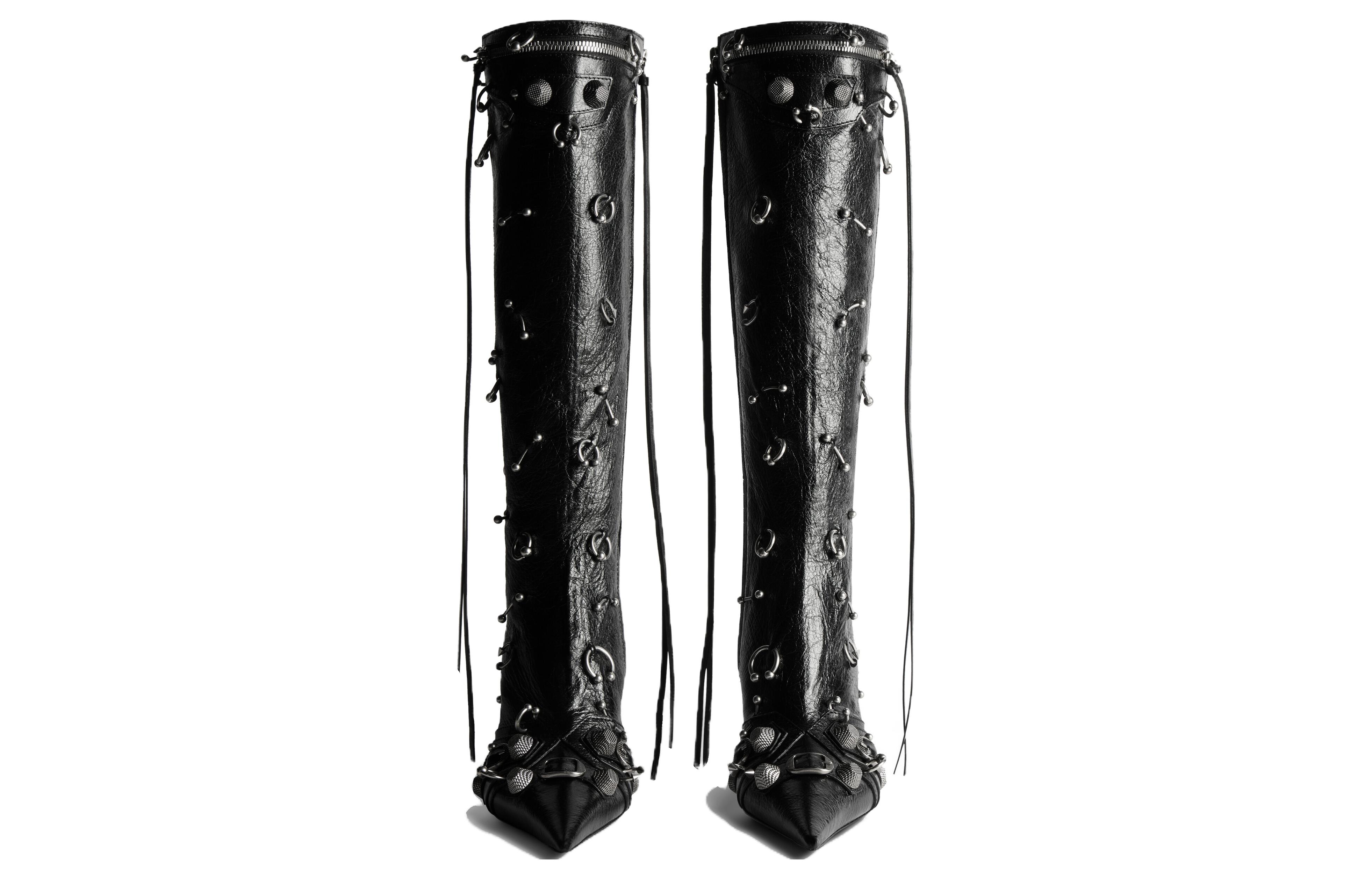 Shop (W) Balenciaga Cagole Stiefelette ''Schwarz Leder Spitz Zehen'' 763224WAD4P1081