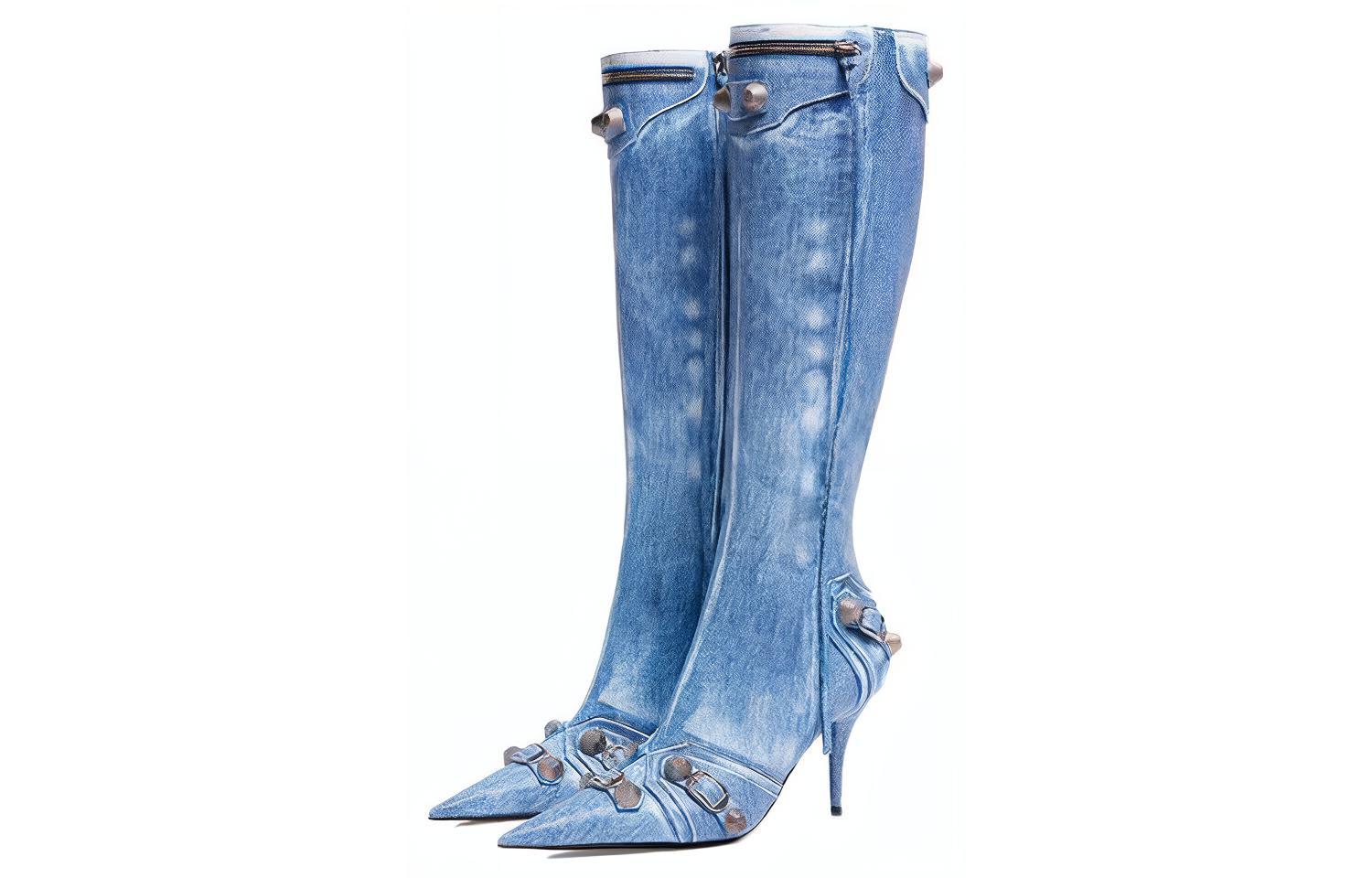 (Women) Balenciaga Cagole Boot 'Blue Leather' 771231WBMA24090