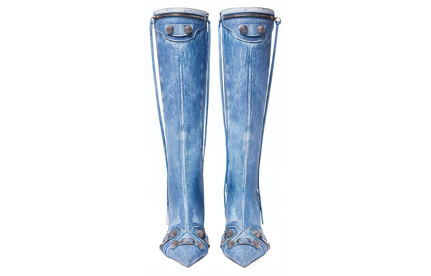 Lookbook (W) Balenciaga Cagole Sepatu Boot 'Kulit Biru' 771231WBMA24090