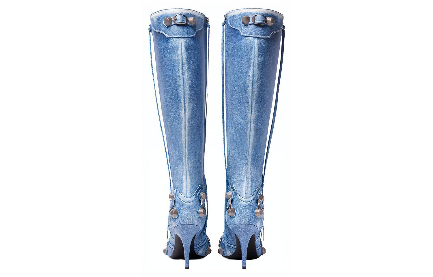 Shop (W) Bota Balenciaga Cagole 'Cuero Azul' 771231WBMA24090