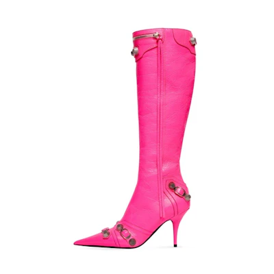 (W) Balenciaga Cagole Boot 'Distressed Studs Pink'