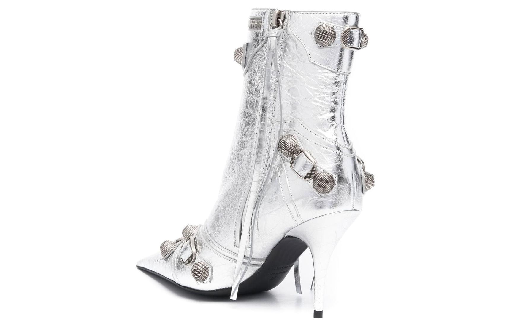 Shop (W) Bota Balenciaga Cagole 'Plata Metálica' 694379WBDK38018