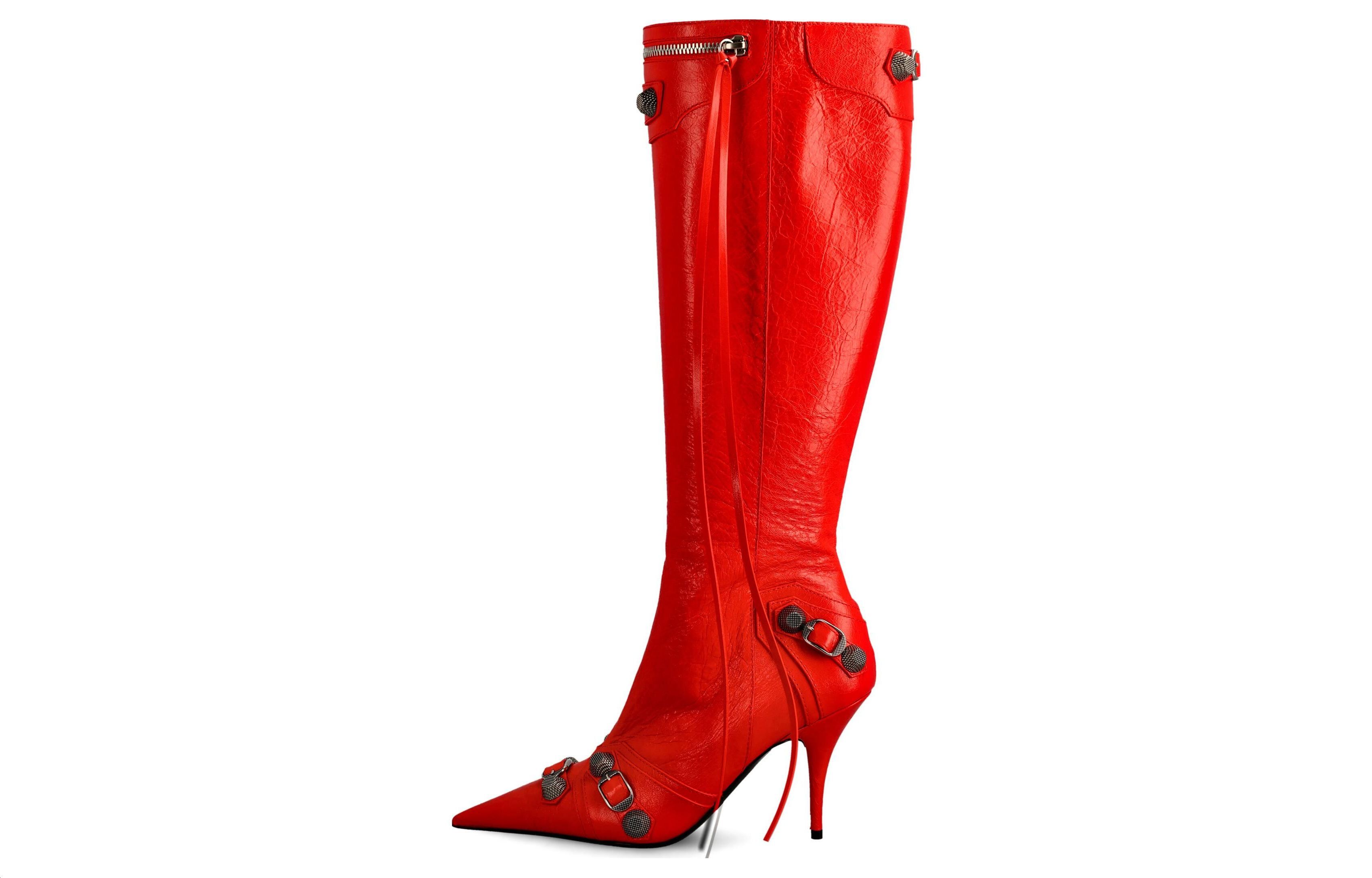 (Women) Balenciaga Cagole Boot 'Red Leather Pointed-Toe' 694395WAD4E6081