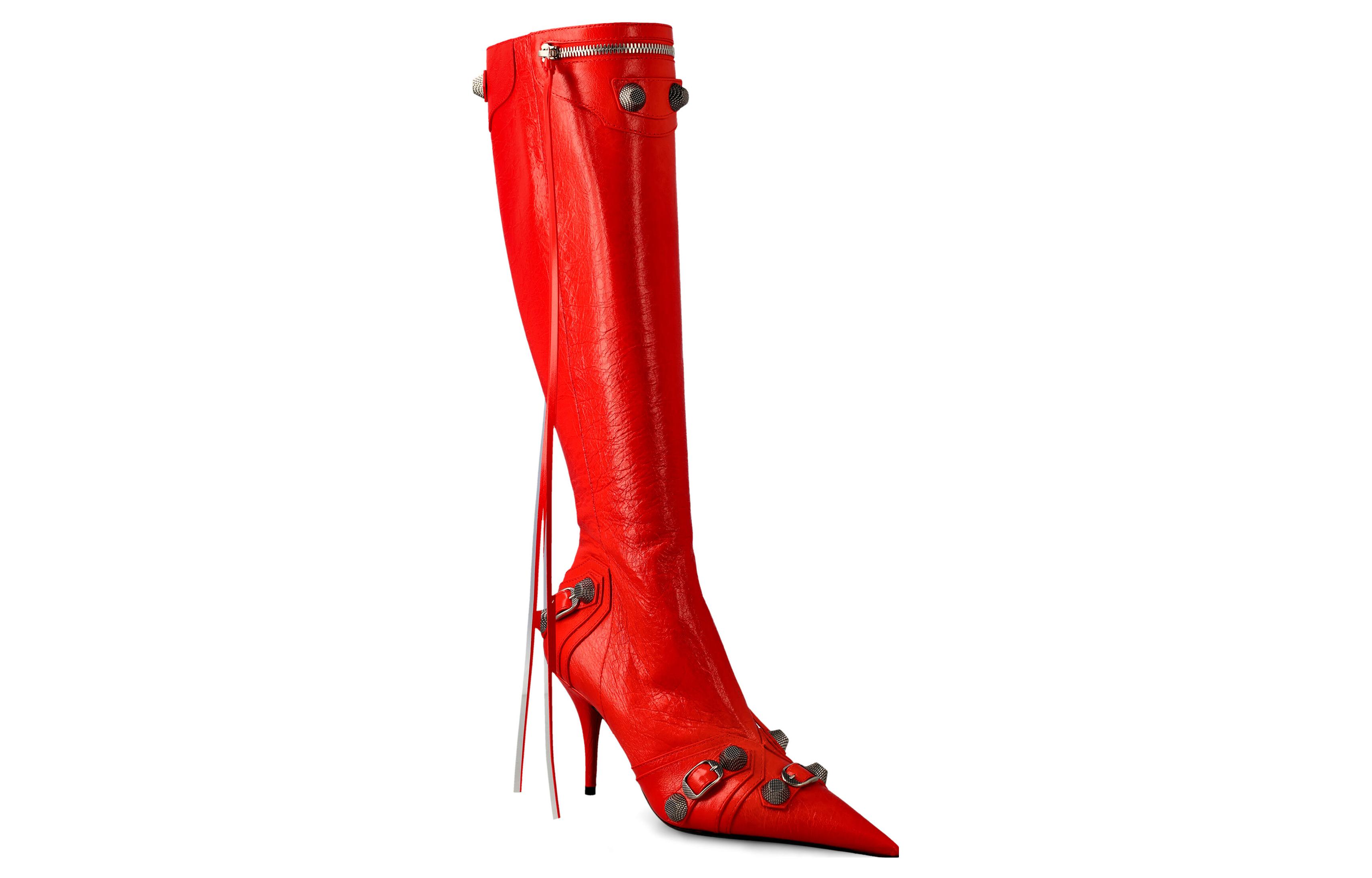 Lookbook (W) Bota Balenciaga Cagole 'Cuero Rojo Punta Afilada' 694395WAD4E6081
