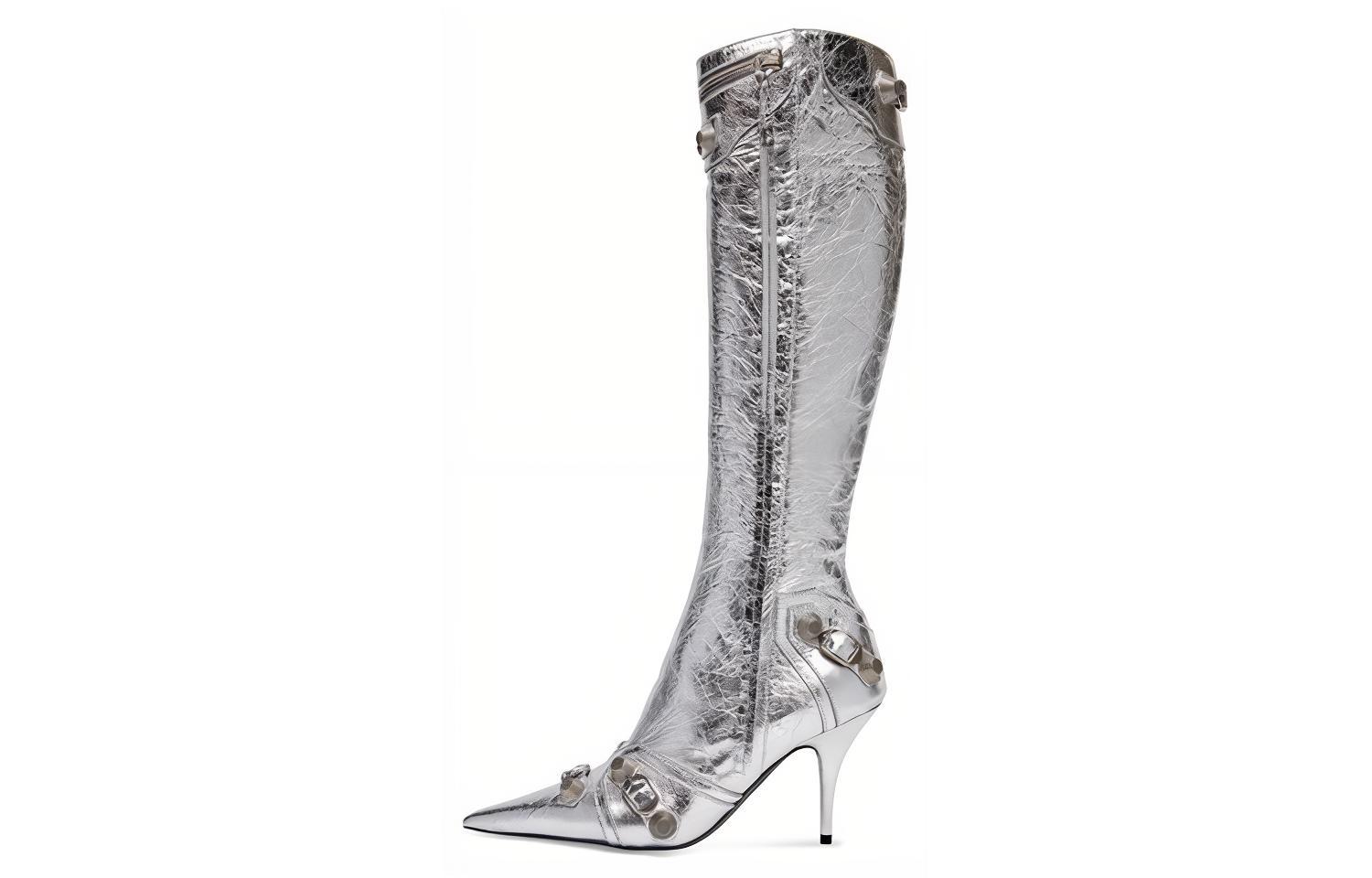 (Women) Balenciaga Cagole Boot 'Silver Studs' 694395WBDK38018
